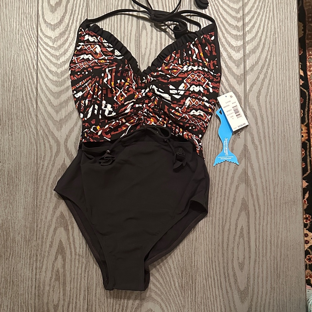 Skinny Dippers Black & Brown Patterned One-Piece Swimsuit